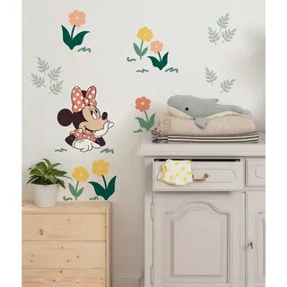 KOMAR Wandtattoo - Disney Minnie Mouse Beauty in Bloom - Größe 50 x 70 cm - Wandsticker, Kinderzimmer, Wanddekoration, Gelb,grün,rosa