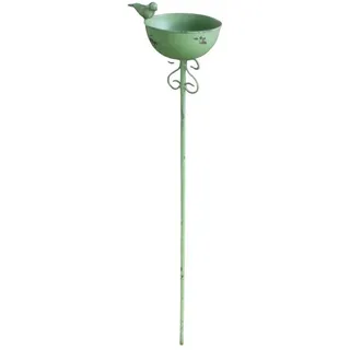 Deko-Impression Vogeltränke Vogeltränke auf Stab Futterstelle Gartenstab Gartenstecker Eisen grün