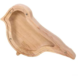 Spardose für Kinder, niedliche Tierform, mit natürlichem Holz für Spaß und pädagogische Nutzung (Vogel)