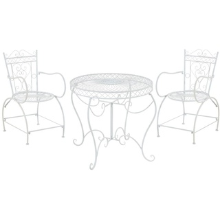 CLP Garten-Essgruppe Sheela, aus lackiertem Eisen, 1 Tisch & 2 Stühle weiß