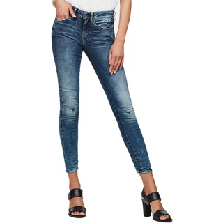 G-Star Damen Jeans ARC 3D Mid Waist Skinny Fit Blau Medium Aged Skinny Fit Blau Normaler Bund Reißverschluss W 29 L 34