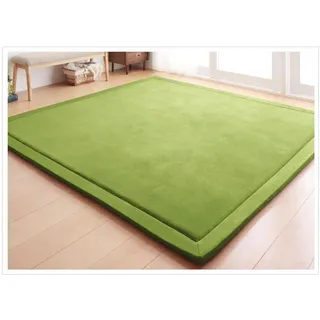 Loartee 80x200cm Kinder-Teppich, korallenrote Samt-Krabbeldecke fürs Kind | Moosgrün, Korallenroter Samt-Kinderteppich, stoßdämpfend, für Krabbelkinder
