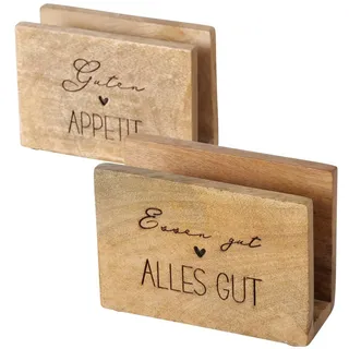 2 x Serviettenhalter Appetit Mango Holz Länge 14 cm Höhe 10 cm