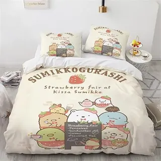 DAMEGA Japanisches Cartoon Anime Sumikko gurashi Bettwäsche Set Kawaii 3D gedrucktes Bettbezug Set süßes Bett Set Einzel Doppel King Size Schlafzimmer Dekor