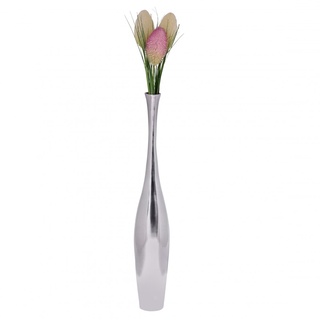 KADIMA DESIGN Große moderne Aluminium Blumenvase in Silber, 75 cm hoch, stilvoll