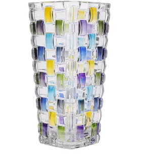 Magcolor Handbemalte bunte gewebte Glasvase, Kristall-Blumenvase, 19,6 cm, Glas-Pflanzenvase für Blumenarrangements, Tafelaufsätze, Hochzeiten, Einweihungsfeiern, Tafelaufsatz, Heimdekoration.