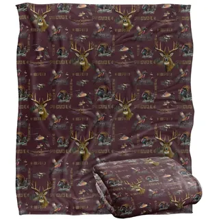 Jq Licensing - Cf-Jp Big Game Deer, Ducks, Turkey, Pheasant Hunting Pattern Superweiche Kuscheldecke mit seidigem Griff – 152 x 127 cm