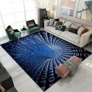 Salutebaba Visuelle Illusion Teppich 3D Vortex Teppich Bodenlose Lochmatte 3D Wirbeldruck Optische Täuschung Teppiche Karierter Teppich Schwarz und Weiß für Zuhause Schlafzimmer Wohnzimmer