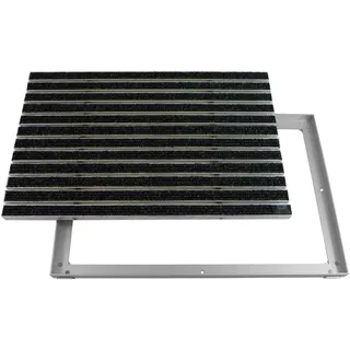 Emco Eingangsmatte Diplomat Rips anthrazit 22mm + ALU Rahmen Fußmatte Türmatte Schuhabstreifer, Größe:100x50cm