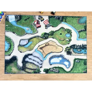 SkippiDoo Zoo Spielteppich – Kinderzimmer-Teppich 200 x140 cm, ideal für Spielfiguren, passend für Tiere wie z.B. Schleich®