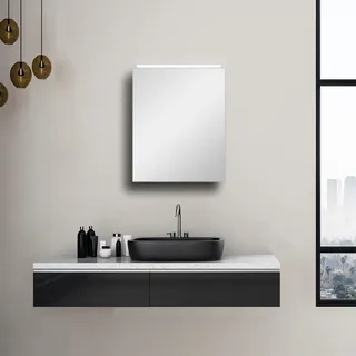 Spiegelschrank TALOS "Silver Magic", silber (silberfarben), B:50cm H:60cm T:12cm, Aluminium, Schränke, Spiegelschrank, mit LED-Beleuchtung, verschiedene Größen