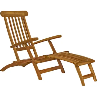 OUTFLEXX Seattle Liegestuhl / Deckchair, natur, Teakholz, 165 x 58 x 96 cm, fein geschliffen