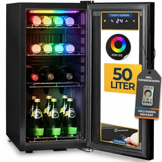 Sommertal GK50 Getränkekühlschrank 50L | RGB LED, Glastür, Touchscreen