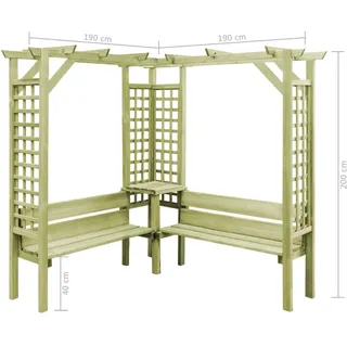 Gartenpergola Gartenbogen Pergola Holzpergola mit Bank Kiefernholz Rankhilfe Neu