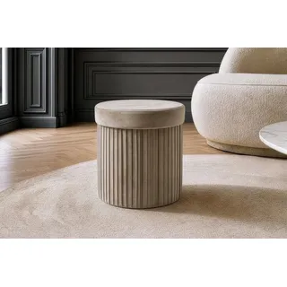 riess-ambiente Polsterhocker ÉLAN 40cm champagner greige - Samt, faltbar, m. Stauraum, platzsparend (Einzelartikel, 1 St), Eleganter Sitzhocker - ideal f. Ankleide, Flur, Wohnzimmer & Garderobe grau