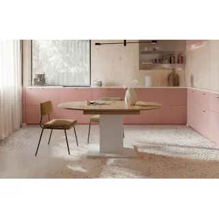 B&D home Säulen-Esstisch WIM, Holztisch, rund, ausziehbar 100-140cm, 4-6 Personen, versch. Farben bunt