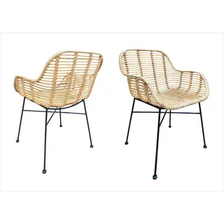 SIT Möbel Armlehnstuhl Rattan natur antikschwarz 2er Set