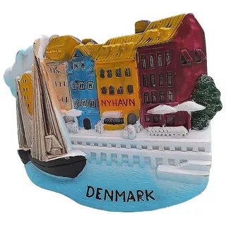 Nyhavn Dänemark 3D-Kühlschrankmagnet, Souvenir, Geschenk, Dekoration für Zuhause und Küche, Dänemark, Kühlschrankmagnet-Kollektion