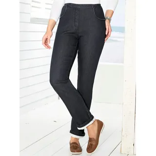 Thermojeans CLASSIC BASICS, Damen, Gr. 25, Kurzgrößen, schwarz (schwarz, denim), 81% Baumwolle, 17% Polyester, 2% Elasthan, unifarben, lang, Jeans Thermojeans