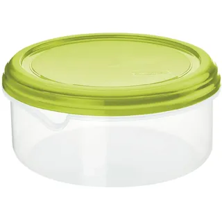 Rotho Rondo runde Vorratsdose 1.25l mit Deckel, Kunststoff (PP) BPA-frei, transparent/grün, 1.25l (18.0 x 18.0 x 8.5 cm)