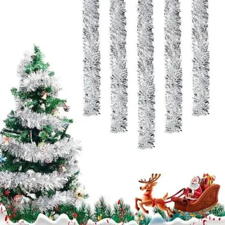 Lametta Dekoschlange - Zierdeko für den Weihnachtsbaum - 10 Meter lang - Silber