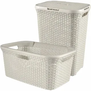 Curver Wäschekorb Curver Wäschesammler 60L/45L Wäschebox Wäschesack Korb Wäschetruhe, Griffe