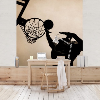 Apalis Kindertapeten Vliestapeten Basketball Fototapete Quadrat | Vlies Tapete Wandtapete Wandbild Foto 3D Fototapete für Schlafzimmer Wohnzimmer Küche | Größe: 288x288 cm, schwarz, 97504