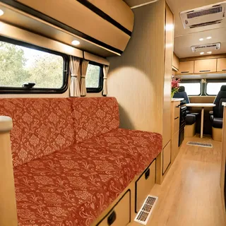 SYLC Bezüge Für Wohnwagenpolster, rutschfeste Polsterbezug Wohnmobil Mit 4 Bändern Und 2 Verstellbare Clips, Sitzkissenbezug Für Sofa Geprägter Samt (orange,Width 100-125, Depth 30-45)