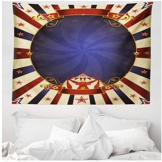 Wandteppich »aus Weiches Mikrofaser Stoff Für das Wohn und Schlafzimmer«, Abakuhaus, rechteckig, Jahrgang Zirkus-Plakat-Bild blau 150 cm x 110 cm