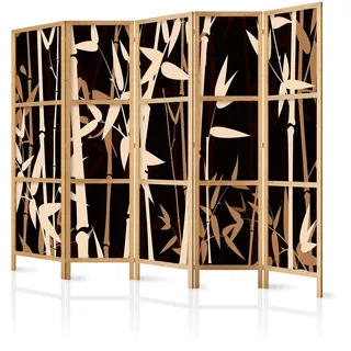 murando - Paravent Raumteiler Holz Bambus, 225x172 cm, 5-teilig, Wohnzimmer | Mobiler Sichtschutz, sofort einsatzbereit, Holzrahmen, ideal fürs Wohnzimmer oder Büro, geruchsneutral, lichtbeständig