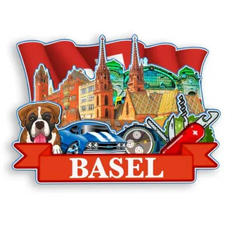 Quwsne Kühlschrankmagnet Basel Schweiz Kühlschrankmagnet Stadt Reise Souvenirs Touristengeschenke 3D klassische Sehenswürdigkeiten handgefertigt Handwerk Heimdekoration -2042