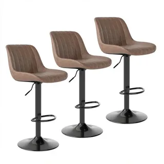 LuxusKollektion Barhocker Barhocker drehbar Lehne höhenverstellbar PU Leder 3er Set Braun braun