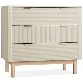 KONSIMO® Kommode LOTTI Kinderkommode, hergestellt in der EU, Breite 100 cm, geriffelte Front, mit 3 Schubladen beige|braun