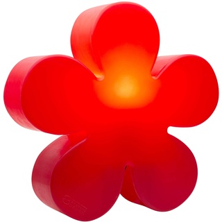 8 seasons design | Rote Deko Boden- und Tischlampe Blume Shining Flower (E27, Ø 40cm, UV- & wetterbeständig, Innen- & Außendekoration, Frühlingsdekoration) rot