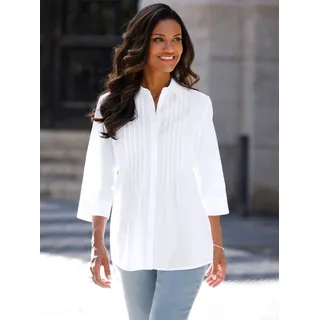Longbluse CLASSIC BASICS, Damen, Gr. 52, weiß, 100% Baumwolle, unifarben, Blusen Longbluse