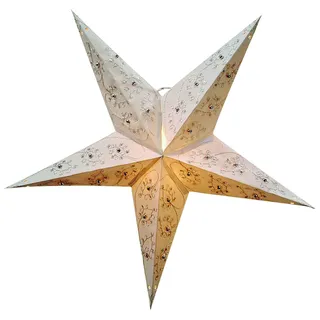 Weihnachtsstern / Faltstern 5 Zacken mit Stickerei und Perlen weiß/silber 60 cm