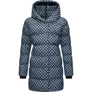 Ragwear Damenmantel Steppmantel Niara Print in blau EU XL