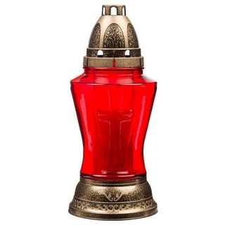 Glofrex S.C. Grabkerze Grablicht-Glas mit Kerze - rot - Höhe 25 cm - Brenndauer 24 h rot
