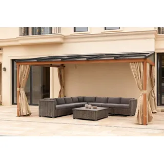 KONIFERA Anbaupavillon Bilbao, Terrassenüberdachung, verschiedene Maße, ohne Seitenteile braun 480 cm x 362 cm