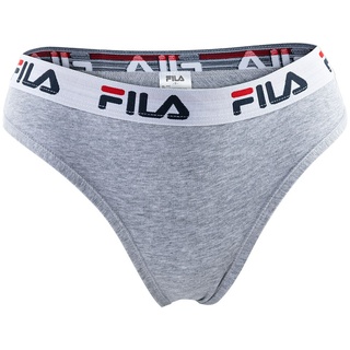 FILA Damen Brazilian Slips, Vorteilspack - Panty, Logo-Bund, Cotton Stretch, einfarbig, XS-XL Grau XS 1 Slip (1x1S)