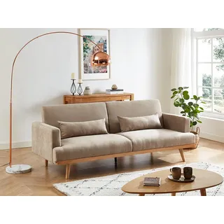 vente-unique Schlafsofa Klappsofa 3-Sitzer - Stoff - Beige - ESME