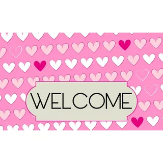 Gift Company Fußmatte Welcome Herzen, Kokos, Rosa, 75 x 2 x 45 cm