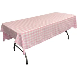 LA Linen Karierte Tischdecke, Polyester, Gingham-Karomuster, rechteckig, 152 x 250 cm, rosa/weiß, 102 x 60 inch (Rectangular)
