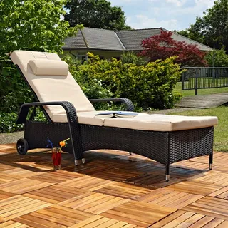 Sonnenliege Gartenliege Rattan Loungeliege Relaxliege Terrassenliege Polyrattan