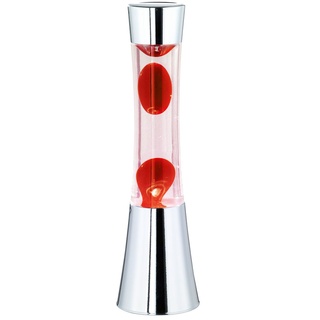 Tischlampe Lavalampe LED Schlafzimmer Tischleuchte Dekoleuchte mit Blasen in rot, Metall Glas silber, DxH 11x41 cm