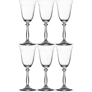 Peill+Putzler Germany 6er-Set Weißweinkelche, 250 ml Volumen, für Zuhause | mit Pantographie, Kristallgläser mit eleganten Design, Weingläser für Wasser, Saft & Cocktail, Trinkgläser