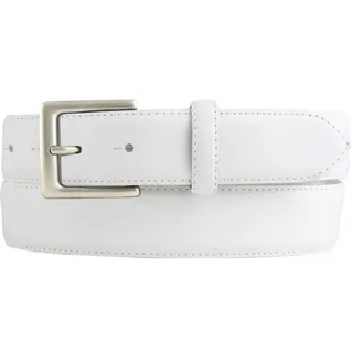 BELTINGER Ledergürtel Hochwertiger Gürtel aus Vollrindleder 3,5 cm - Bombierter Ledergürtel (1-St) silberfarben|weiß 120 cm (Gesamtlänge 135 cm)