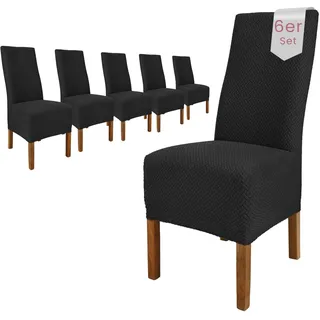 Scheffler Home Stuhlhussen Schwarz 6er Set Elastisch Luna-lang