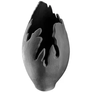 GILDE Dekovase VULKANO FLAME Vase - anthrazit - Aluminium - H. 39cm - Dekovase (1 Stück), Elegante Blumenvase - Perfekte Tischdeko - Vasen für jede Deko grau