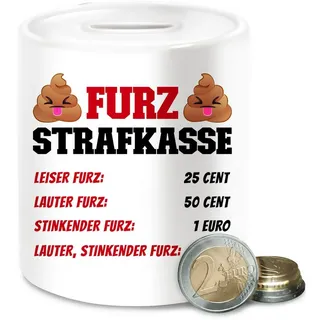 Shirtracer Spardose Lustige Pups Spardose, Furz Strafkasse für Spaßgeschenke, Furz Kasse, (1-tlg), Pups Pupsen weiß